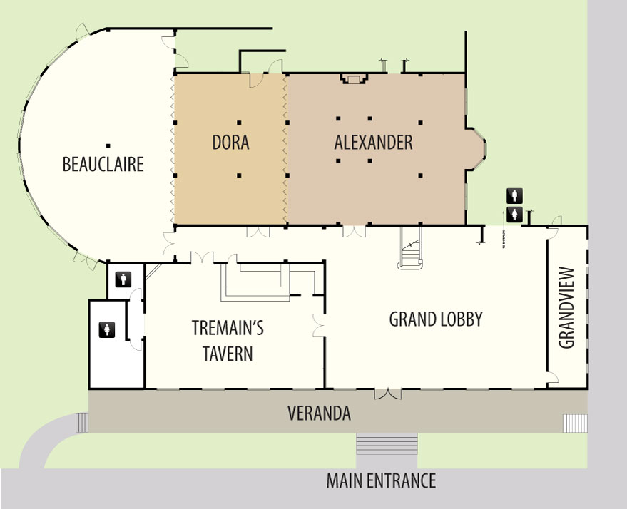 The Dora and Alexander Venues combined floor plan. Links to larger image.
