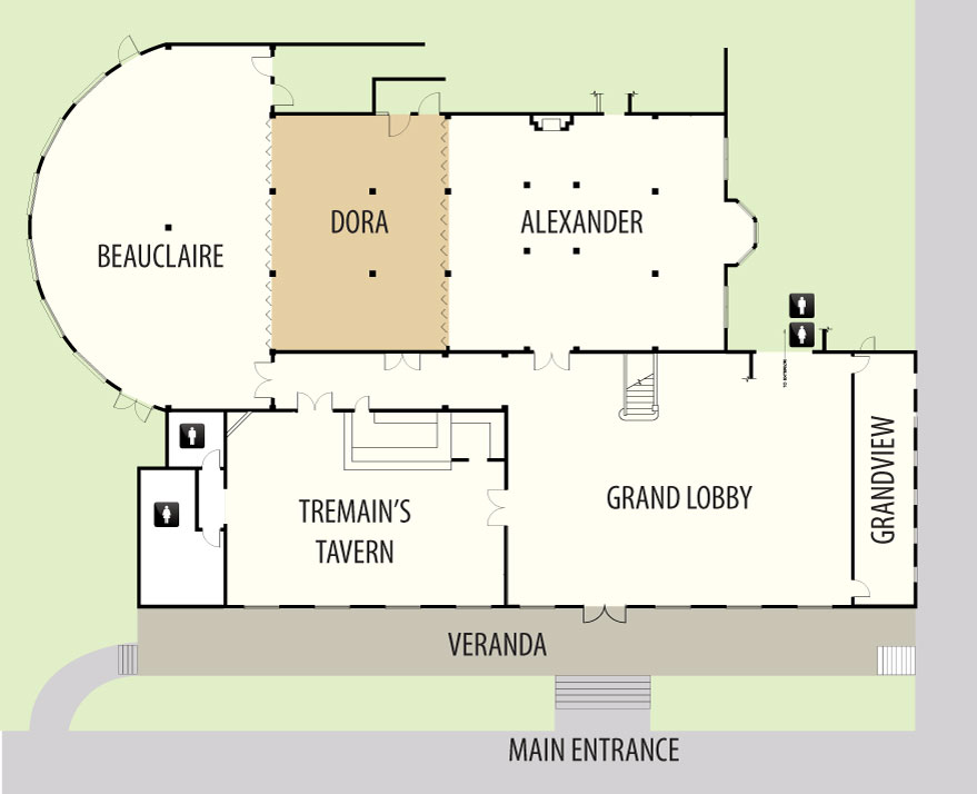 Dora venue floorplan. Links to larger image