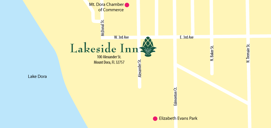 Map Lakeside Inn location. Links to Google map